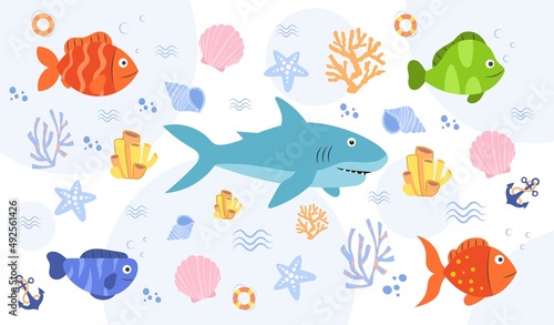 Set of ocean creatures