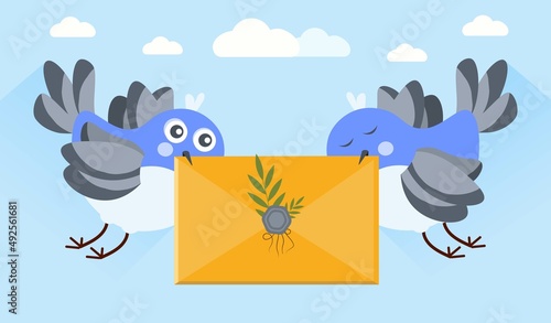 Birds carrying envelope concept