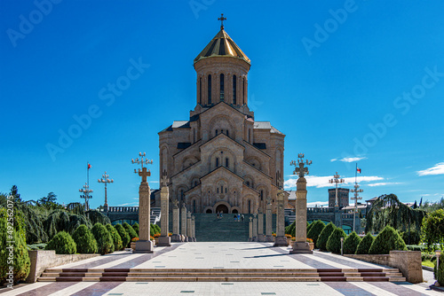 The Holy Trinity Cathedral of Tbilisi, commonly known as Sameba - Trinity, is the main cathedral of the Georgian Orthodox Church located in Tbilisi, the capital of Georgia. photo