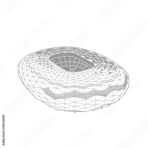 soccer stadium colored illustration isometric icon in line style