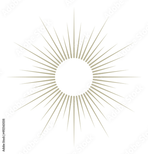 Decorative sun beam logo. Golden light rays