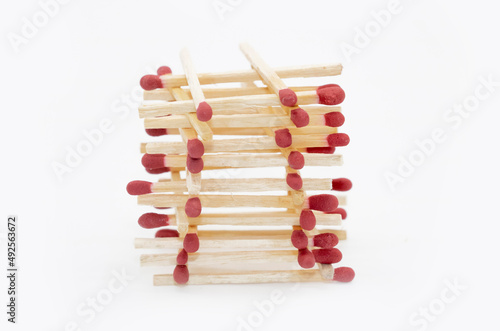 Bright red matches isolated on a white background