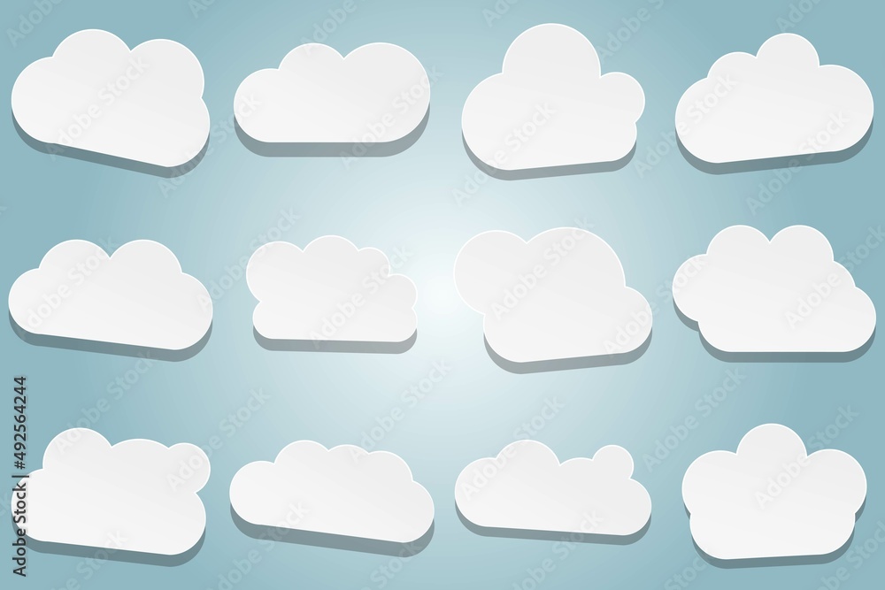 Clouds paper cut set. Vector illustration. Clouds paper cut set. Vector illustration.