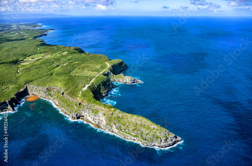 Aerial view of the Pointe de la Grande Vigie, Grande-Terre, Guadeloupe, Lesser Antilles, Caribbean.