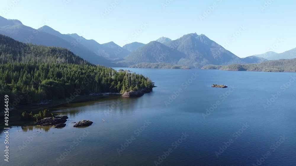 West Coast Pristine Lake Aerial Kennedy Lake, Laylee Island, Vancouver Island, Canada West Coast Pristine Lake Aerial Kennedy Lake, Laylee Island, Vancouver Island, Canada