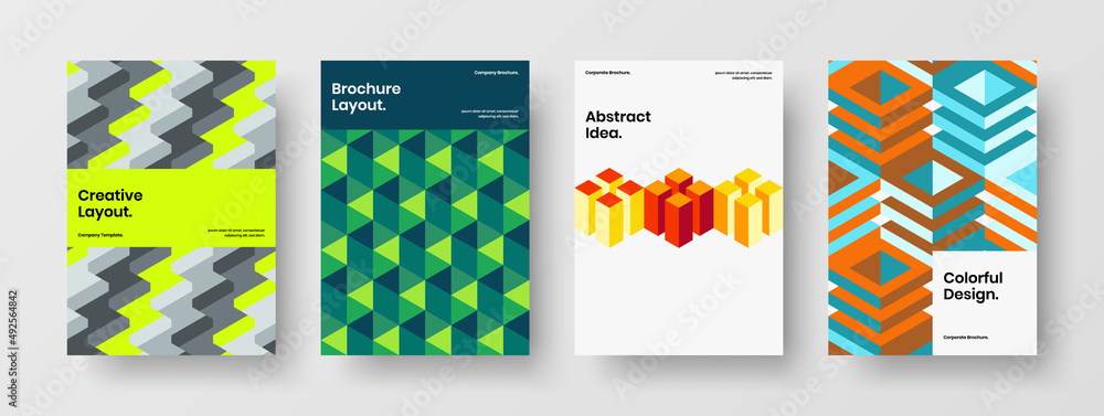 Fototapeta premium Clean mosaic shapes catalog cover template collection. Isolated corporate identity vector design concept composition.