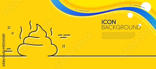Feces line icon. Abstract yellow background. Pets excrement sign. Poop or turd symbol. Minimal feces line icon. Wave banner concept. Vector