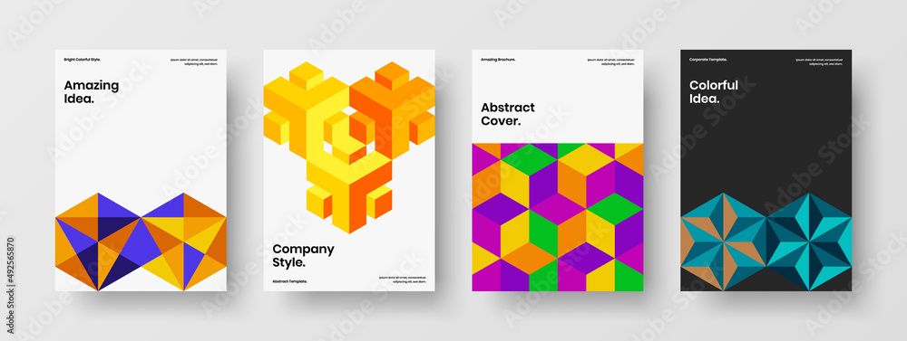 Fototapeta premium Fresh mosaic pattern cover concept collection. Clean corporate identity design vector template composition.