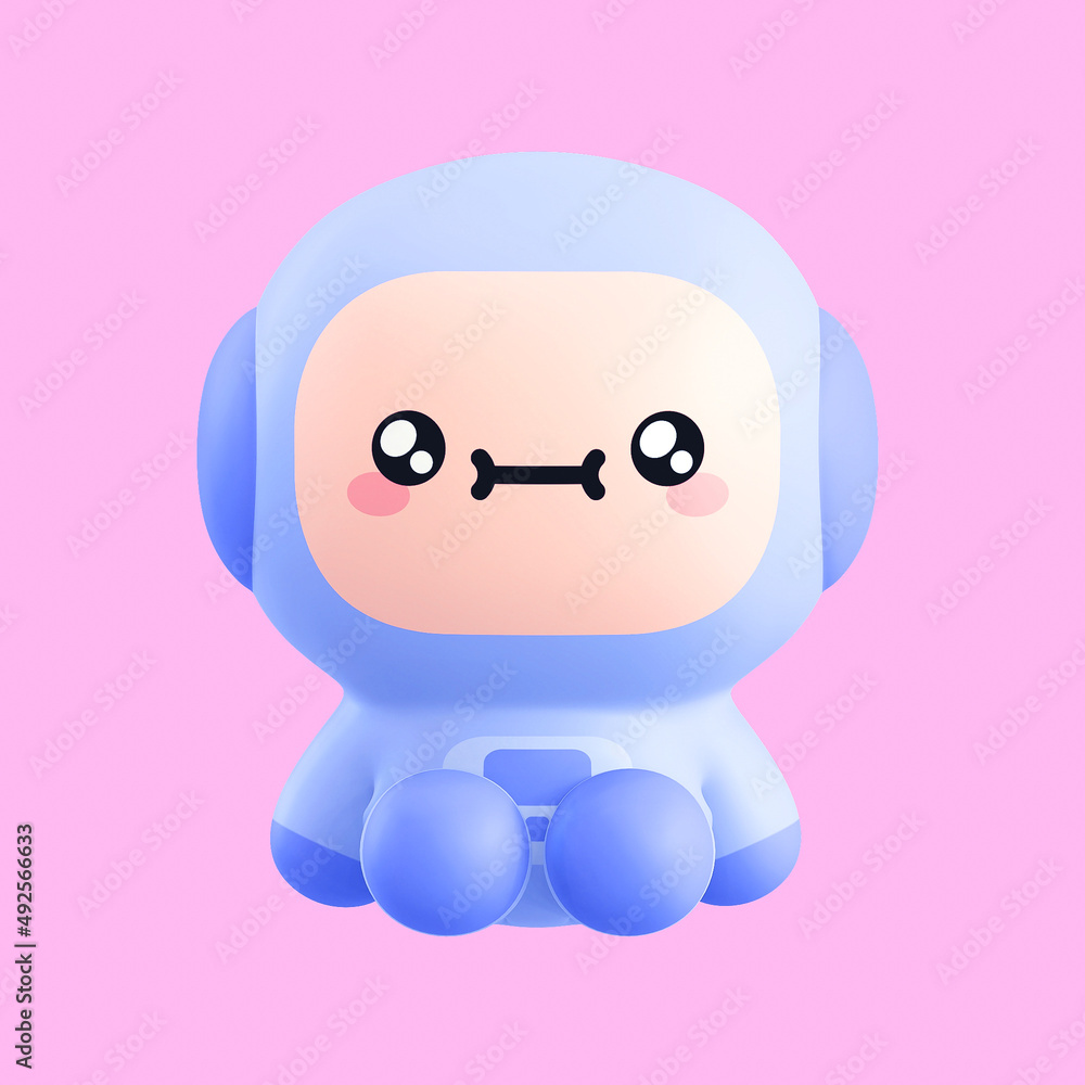 Naklejka premium Funny little kawaii emoji character. Cartoon astronaut boy 3d render illustration on pink backdrop