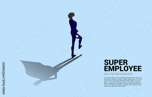 Silhouette of businessman and his shadow of superhero.concept of empower potential and human resource management