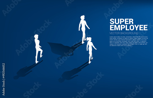 Silhouette of businessman and his shadow of superhero.concept of empower potential and human resource management