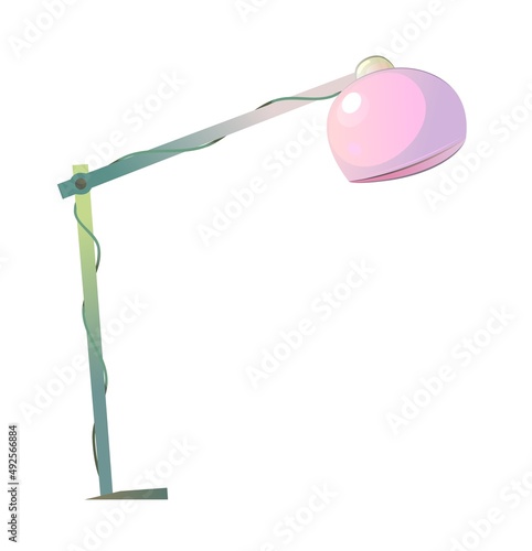 Desktop office floor lamp. Modern minimalist torchere design. For work table. Cartoon style. Object isolated on white background. Vector