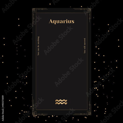 Aquarius Signs, Zodiac Background. Beautiful vector images in the middle of a stellar galaxy with the constellation