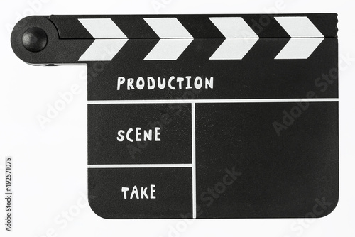 movie clapperboard on white background
