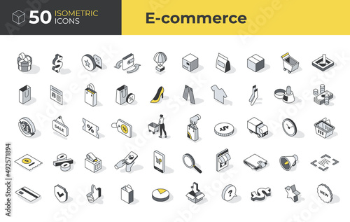 50 E-commerce Isometric Icons