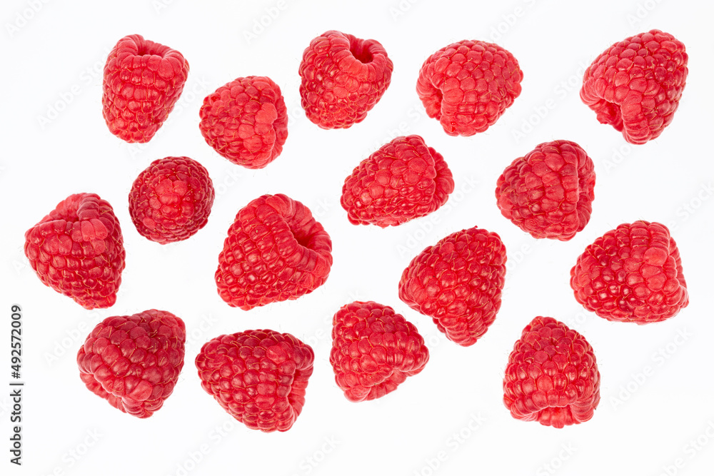 raspberry close-up on a white background raspberry close-up on a white background