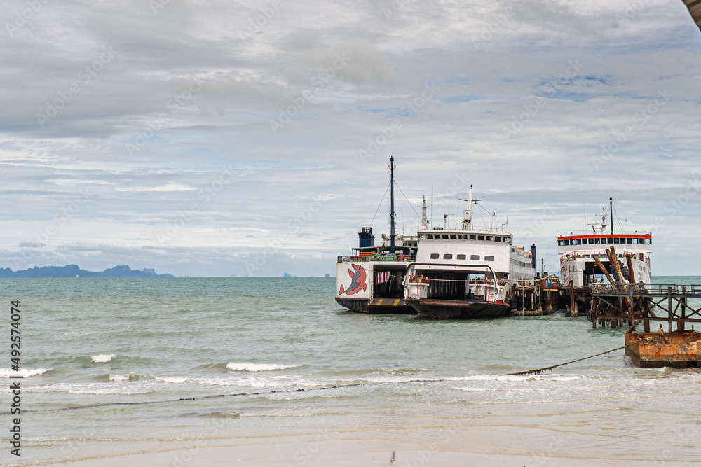 Thailand, Koh Samui May 20-2019 : sea ferries. crossing to Koh Samui. Ferry