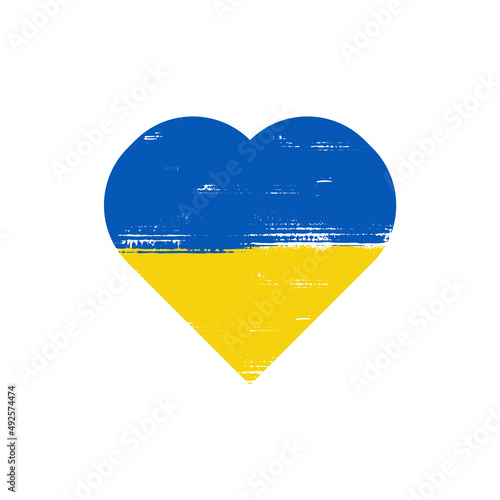 Heart support ukraine with brush style and war in ukraine concept