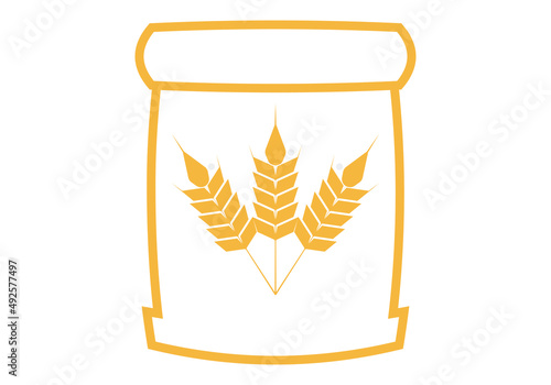 Icono amarillo de harina de trigo en fondo blanco.
