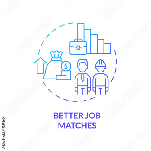 Better job matches blue gradient concept icon. Legalizing unauthorized immigrants positive impact abstract idea thin line illustration. Isolated outline drawing. Myriad Pro-Bold font used