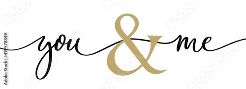 You and me - minimalistic lettering poster design vector.