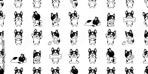dog seamless pattern french bulldog vector puppy pet breed cartoon tile background repeat wallpaper isolated doodle design illustration