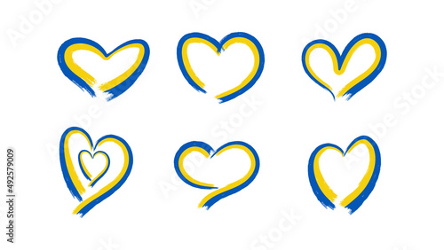 Set Of love ukraine for support ukraine with brush stroke style