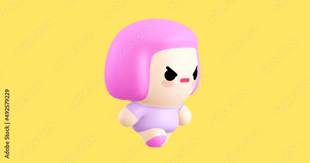 Funny Looped cartoon kawaii character. Cute emotions and move animation. 4k video Funny Looped cartoon kawaii character. Cute emotions and move animation. 4k video
