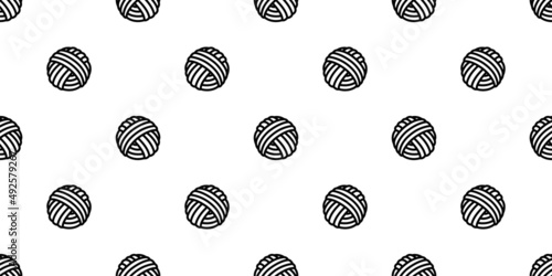 yarn ball seamless pattern cat vector kitten calico neko toy breed character cartoon pet tile background repeat wallpaper scarf isolated animal doodle illustration clip art