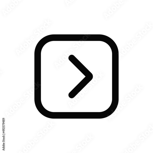 Angle square right icon vector. Right arrow sign
