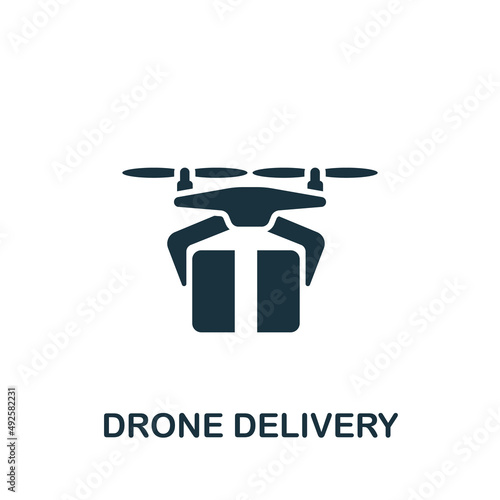 Drone Delivery icon. Monochrome simple icon for templates, web design and infographics