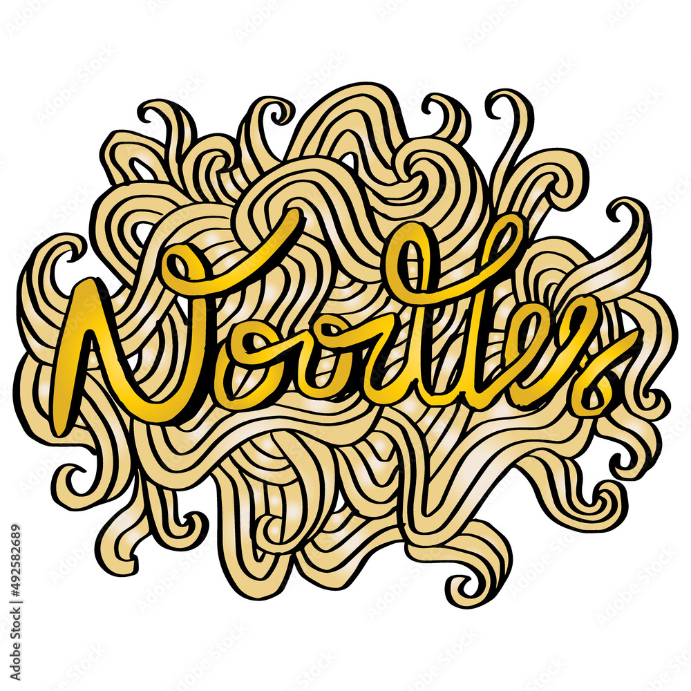 Doodle noodle lettering hand drawing illustration