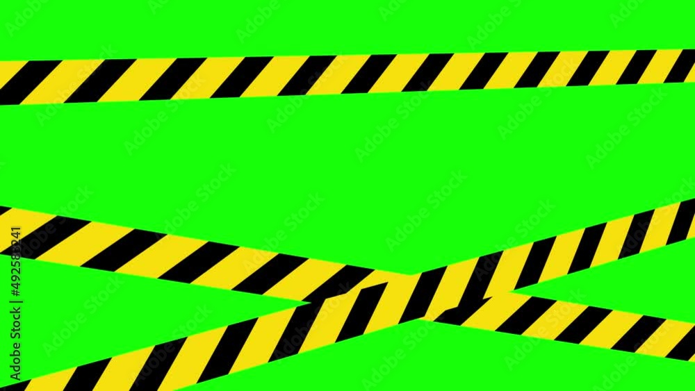 Animated Barricade Tape Lines 4K Animation, Green Background for Chroma ...