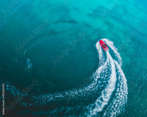 Puerto Rico Luquillo beach jetski sport. Island adrenaline and fun rides in the ocean from the caribbean. 