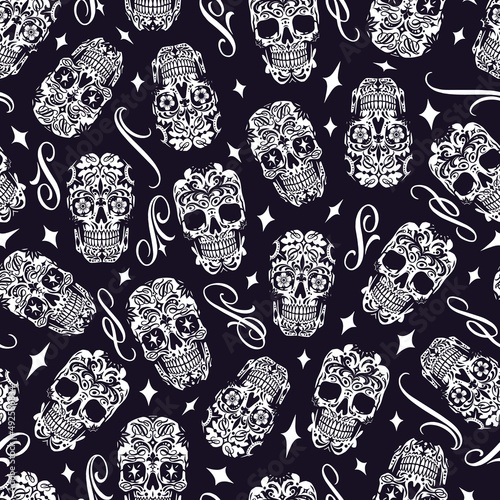 Calavera skulls vintage seamless design