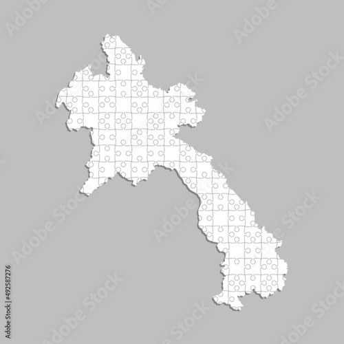 Vector map Laos from white puzzle, jigsaw