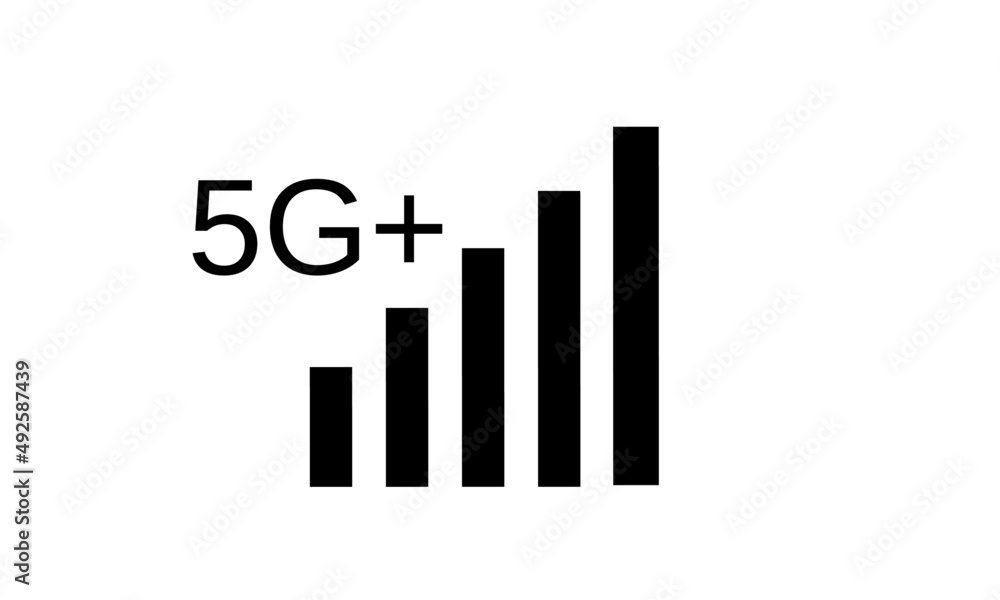 Illustration vector graphics of, icon network 5G+ perfect for smartphone icon network concept Illustration vector graphics of, icon network 5G+ perfect for smartphone icon network concept