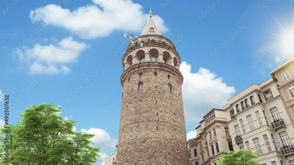 Galata tower cloudy sky, Istanbul Galata tower cloudy sky, Istanbul