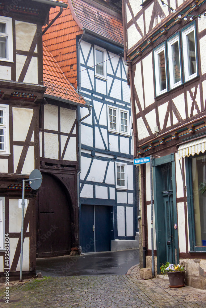 picturesque houses in Bad Sooden-Allendorf in the Werra Valley in Germany picturesque houses in Bad Sooden-Allendorf in the Werra Valley in Germany