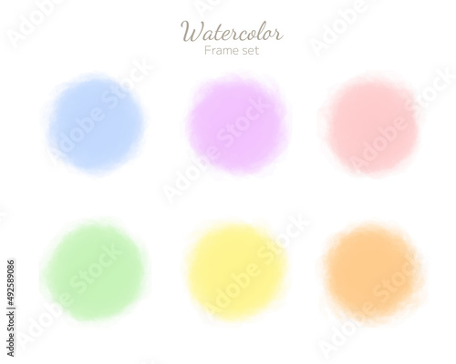 水彩テクスチャのフレームセット　パステルカラー