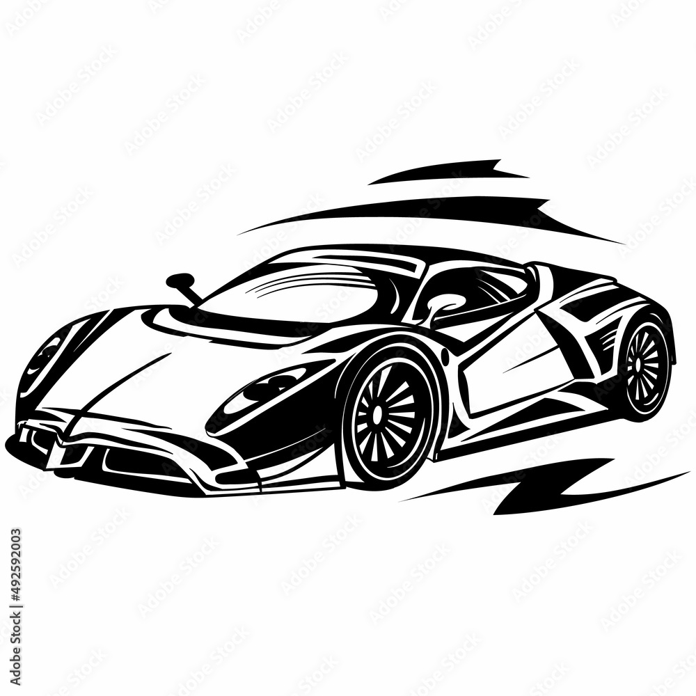Fototapeta premium stylized passenger car, isolated object on a white background, vector illustration,