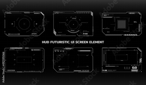 HUD UI Futuristic Screen Monitoring Virtual System Analysis Infographic Vector Design. Modern Hi Technology Digital Aiming Target Scanning Illustration.