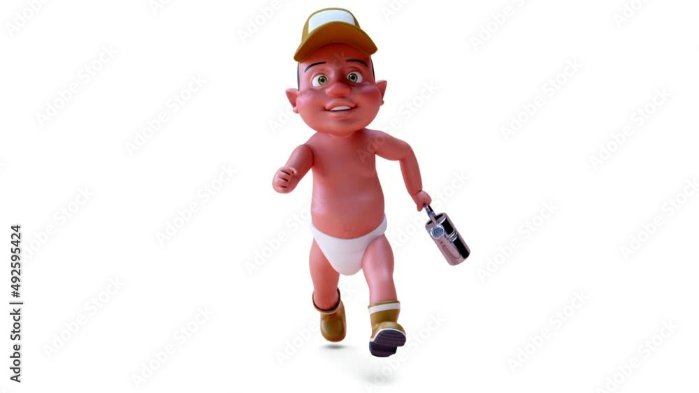 Fun 3D cartoon of a baby gardener Fun 3D cartoon of a baby gardener