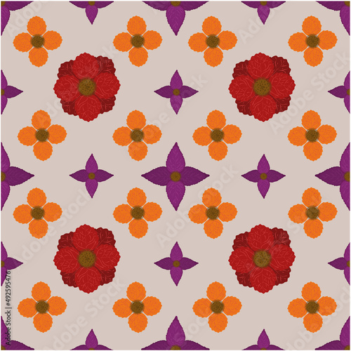 Flowers of different colors. Perfect for fabric,texture. seamless floral pattern. Vector nature illustration