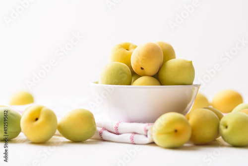 Apricot fruit from local market on white background, Tropical fruit in spring and summer season