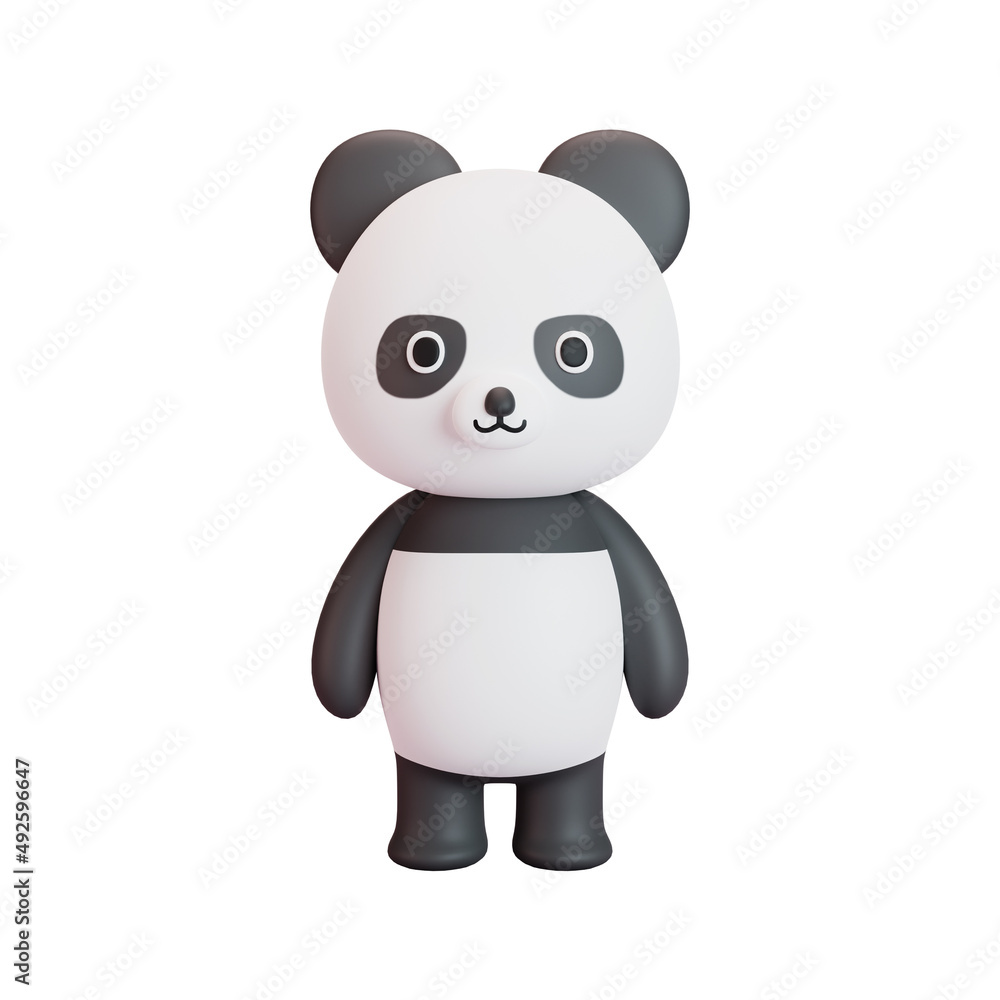 3d animal illustration of a cute panda. 3d render. 3d animal illustration of a cute panda. 3d render.