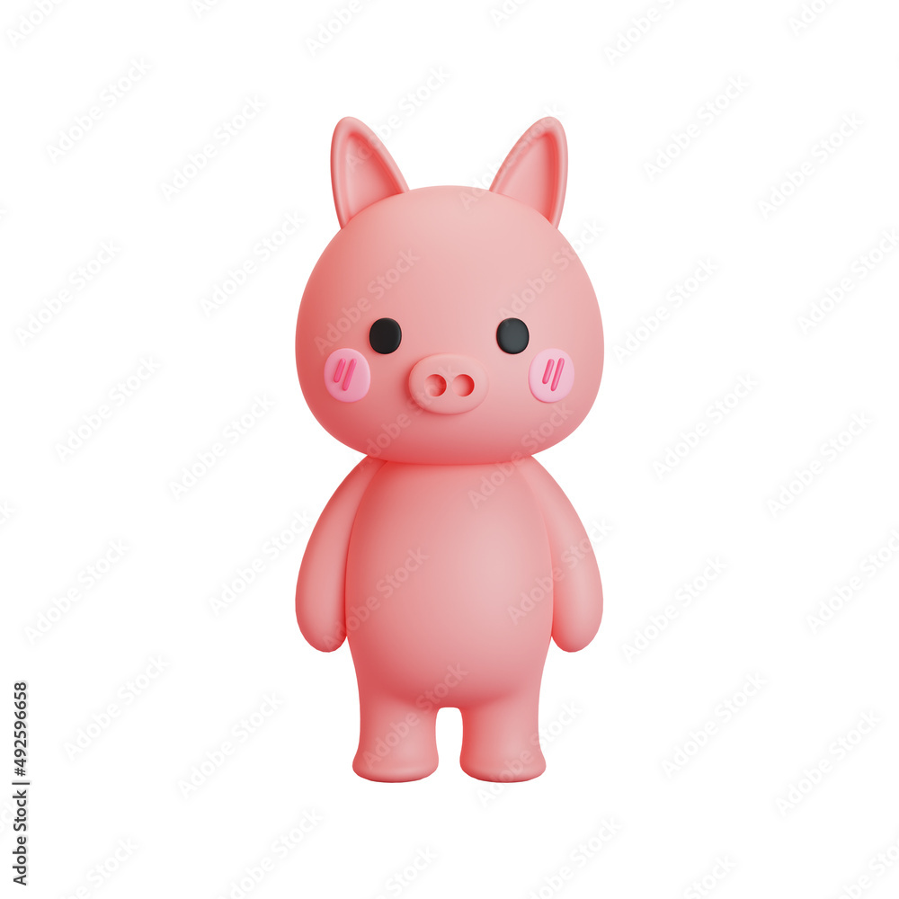 3d animal illustration of a cute pig. 3d render. 3d animal illustration of a cute pig. 3d render.
