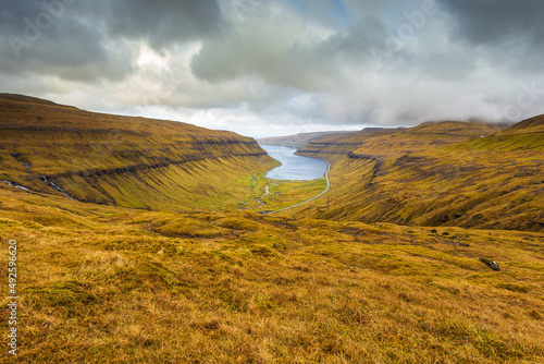 View of the fiord Vestaravag near Thorshavn on the island of Streymoy. Faroe Islands. photo