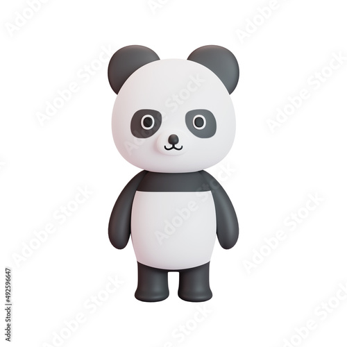 3d animal illustration of a cute panda. 3d render.