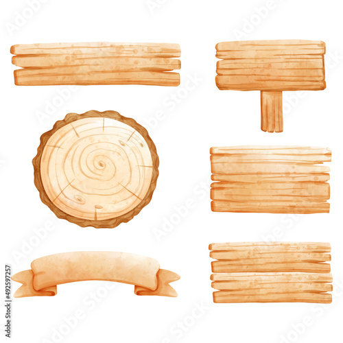 wooden board, empty sign vector illustration